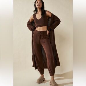 Free People Dark Brown Living In This 3 piece Sweater Set Size XS